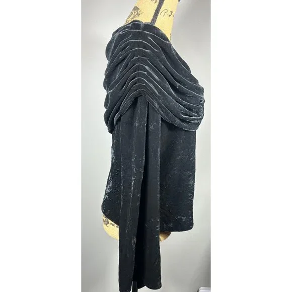 Xscape By Joanna Chen Black Velvet Off-Shoulder Top Lg Elegant Cocktail Party - Picture 5 of 9